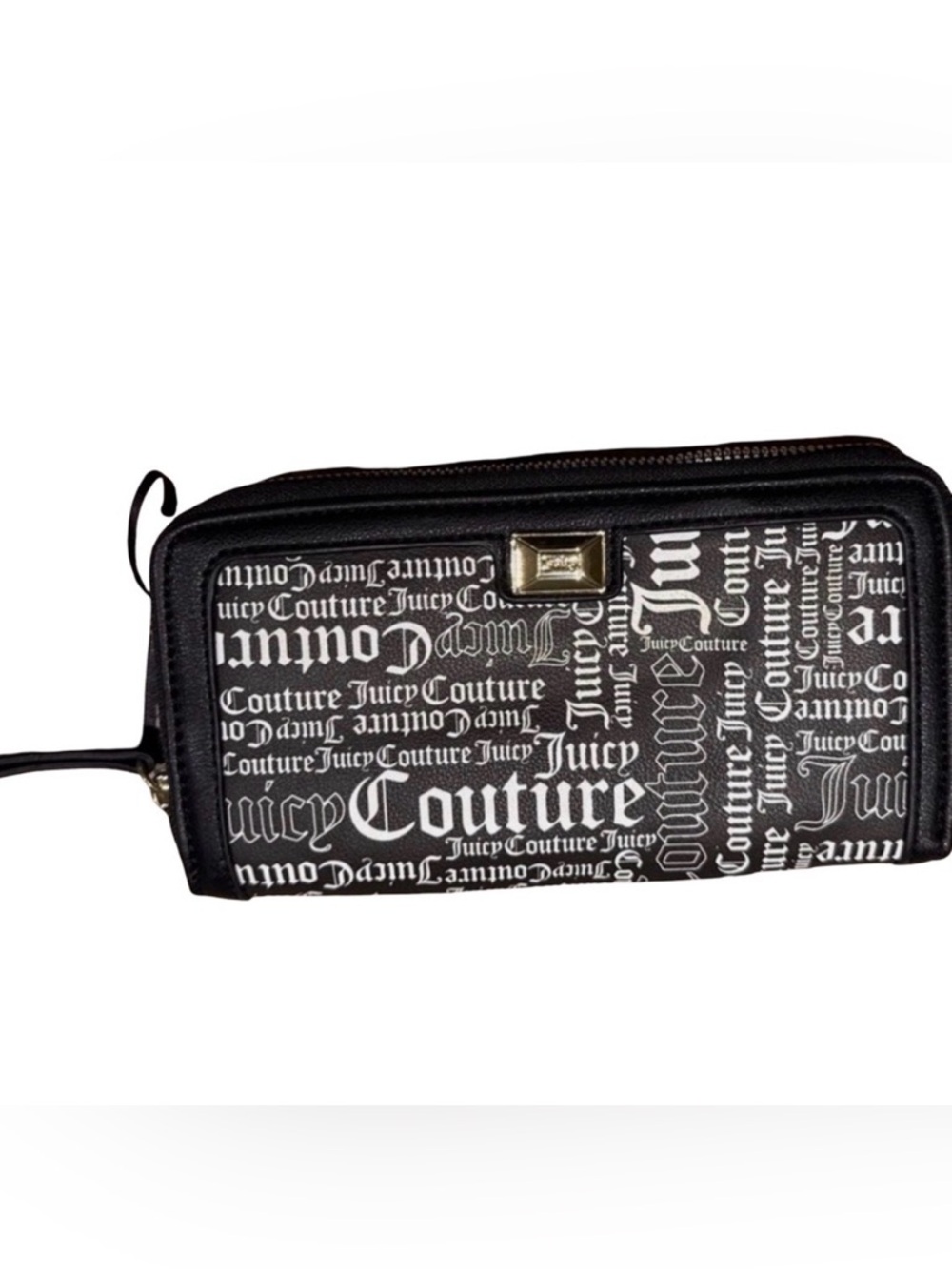 Juicy Couture Black and White Logo Zip Wallet